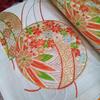 Used [Discount Until 1014] Pure Silk Fukuro Obi Six Patterns Temari Embroidery Four Seasons Flowers