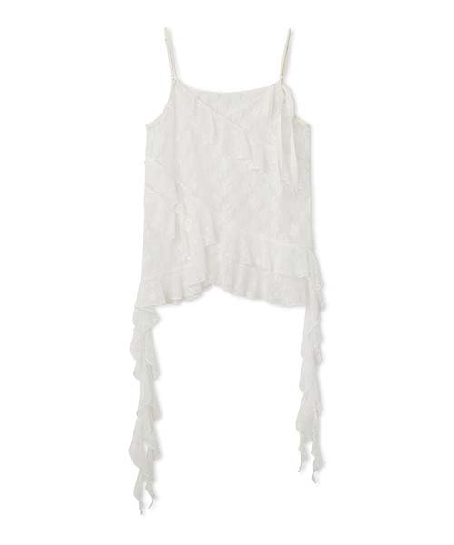 Lily Brown Lace Frill Cami LWFT252041 White Women's