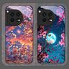 Moon Cherry Blossom Pattern Scenery Tempered Glass Phone Case for OnePlus 13 R 12 11 10 Pro ACE2 ACE3 Nord CE 4 3 2 Lite Covers