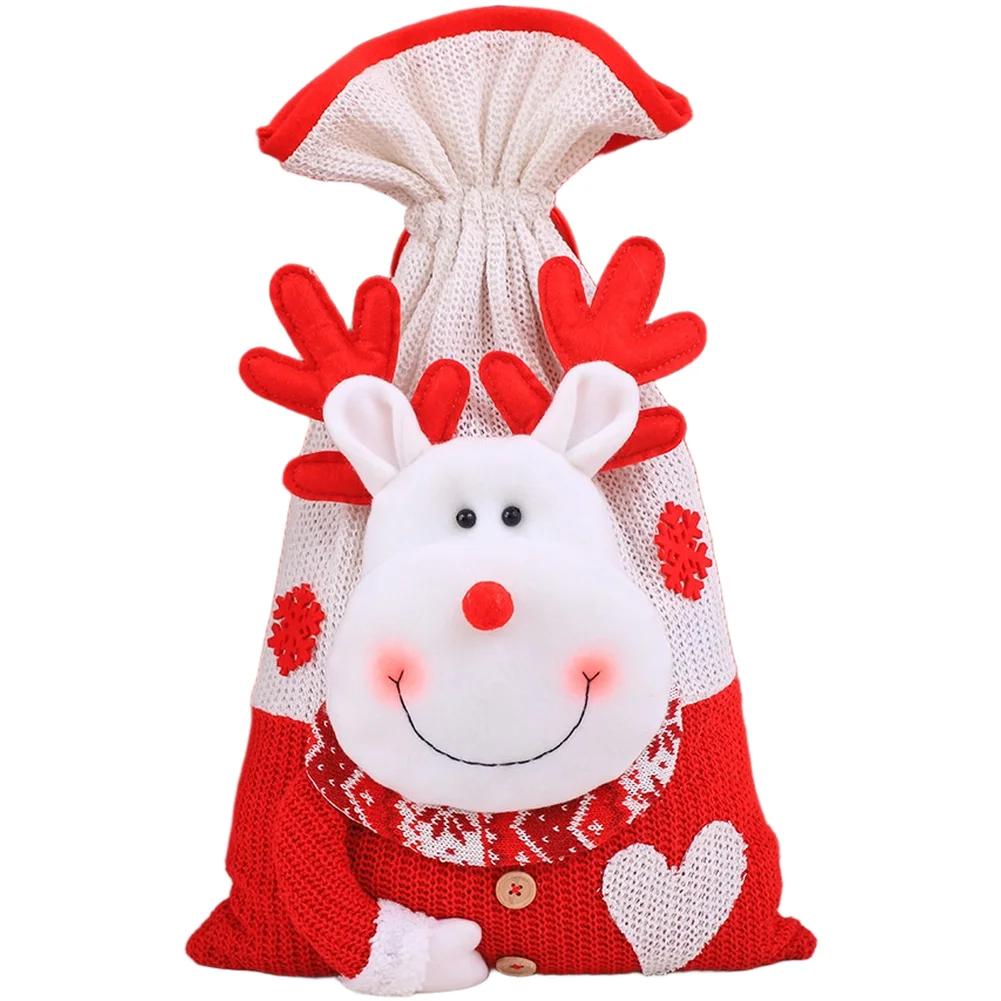 Large Christmas Drawstring Present Bag For Kids Elderly Candy Santa Snowman Christmas Large Santa Claus Bags For Xmas Present