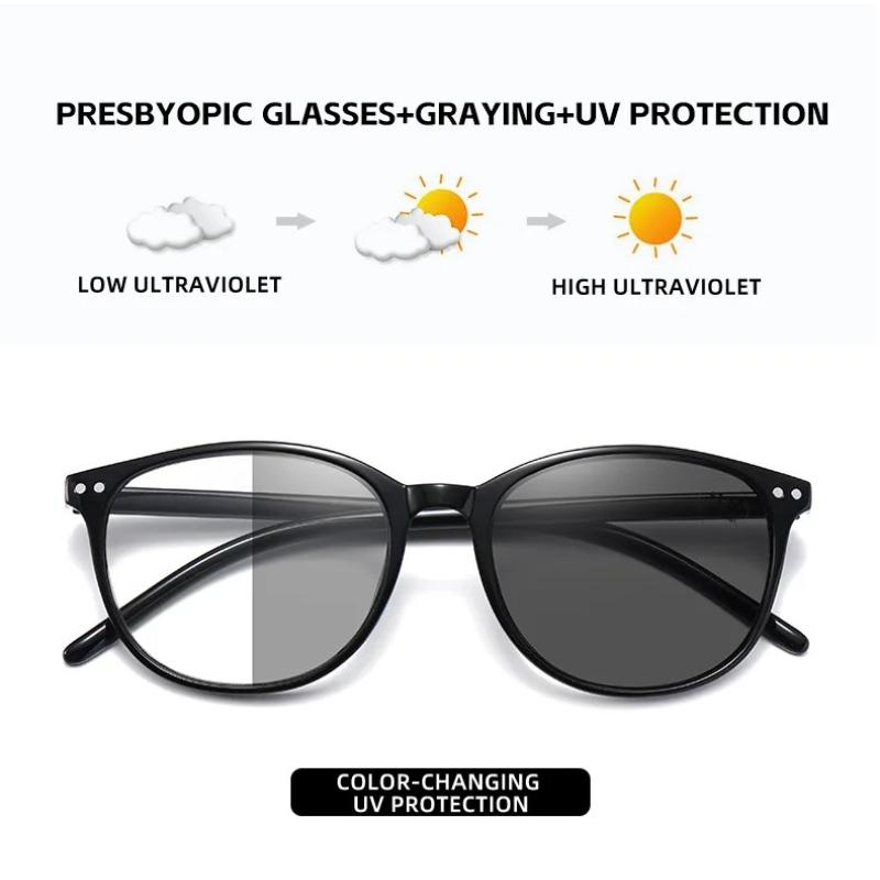New Photochromic Blue Light-Blocking Reading Glasses Unisex Fashionable High-Definition Presbyopia Eyewear Diopter 0 To +4.0