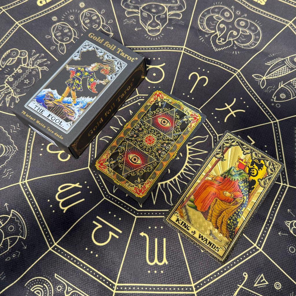Gold Foil Waterproof PVC Tarot Cards - Color Printed Table Game with Hot Stamping