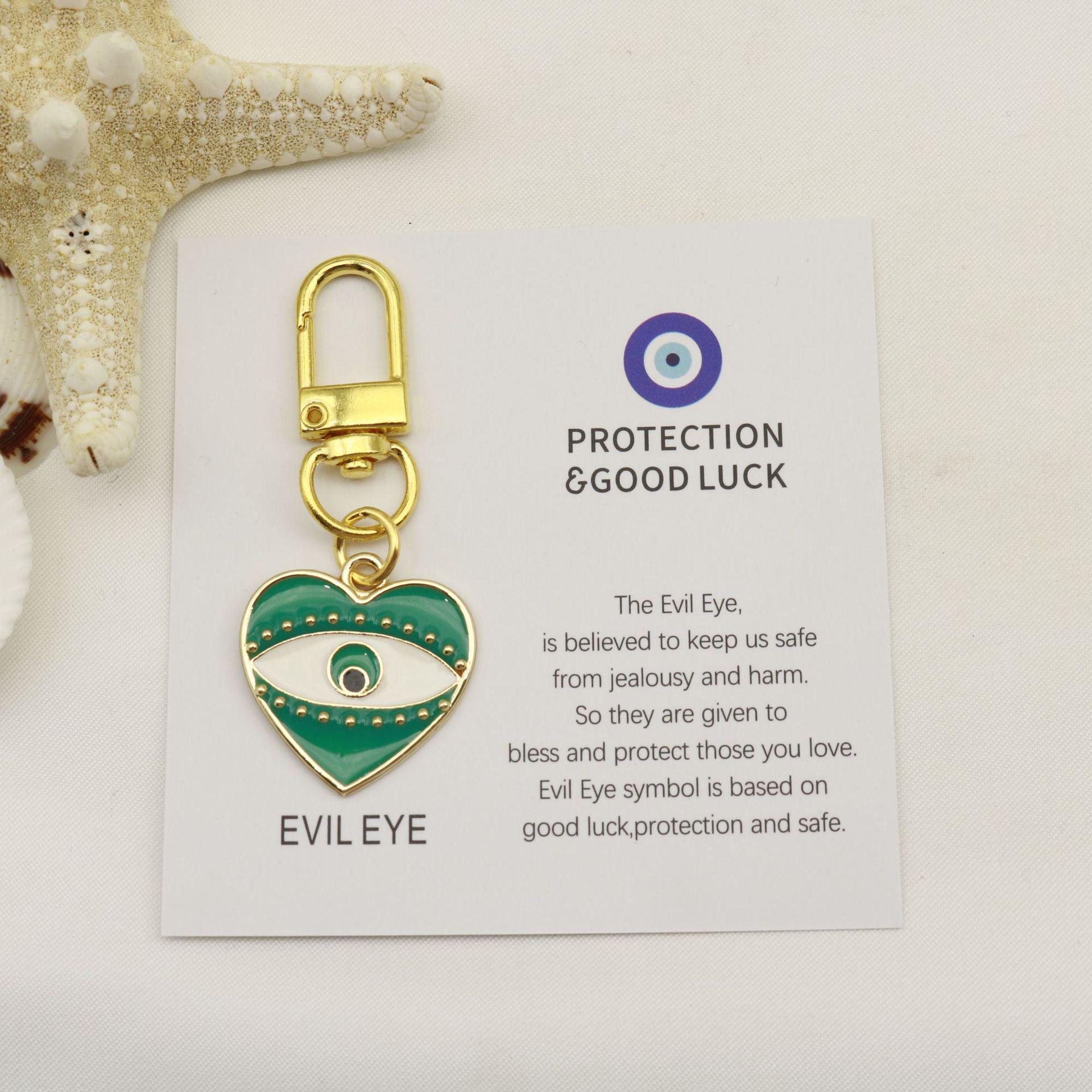 Blue Evil Eye Good Luck Keychain Pendant with English Good Luck Card
