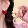 Retro Enamel Strawberry Stud Earrings - High-End Exquisite Light Luxury Style for Women, Perfect for Spring and Summer.