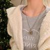 Trendy Spotted Tiger'S Eye Stone Mushroom Pendant Titanium Steel Necklace Accessories Women'S High Sense Niche Long Sweater Chain Neck Chain