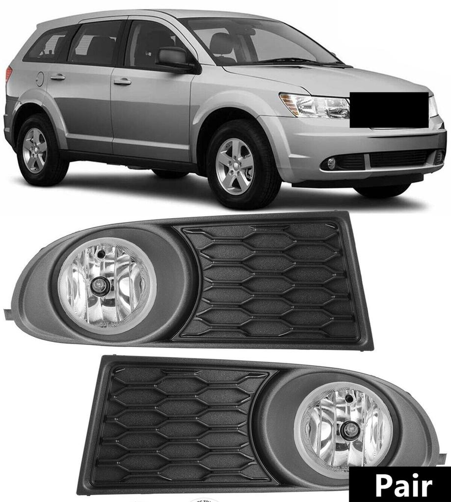 2Pcs Bumper Fog Light with Trim Cover Wiring Bulbs For Dodge Journey 2010-2020