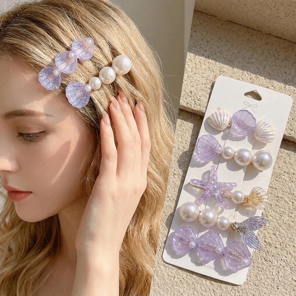 5 pcs/set Zinc Zinc Alloy Duckbill Clips Set Shell Hair Pins Cute Hair Barrettes For Girls
