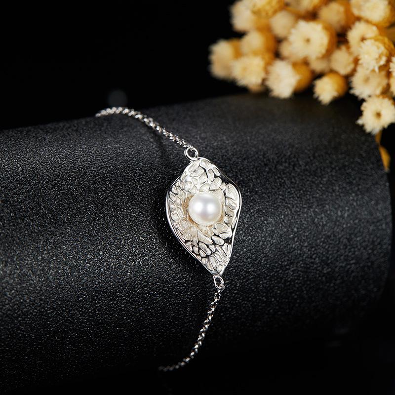 Design Originale Personalità Esagerata Anello in Argento Sterling S925 Perla Naturale Donna Texture di Nicchia Senso High-End Lusso Leggero