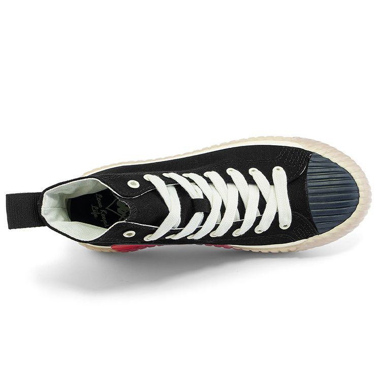 Kappa Heart Shoes Embroidered Print Trendy Comfortable Non-Slip Wear-Resistant Lightweight High-Top Canvas Shoes Unisex Sneaker Black KPCDFVS90C-990