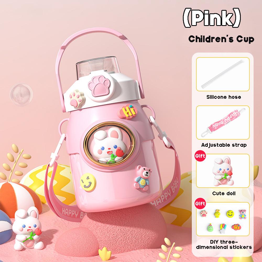 650ML Children Thermal Water Bottle For Kids Thermos Mug With Straw Stainless Steel Vacuum Flasks Tumbler Thermos Cup BPA Free