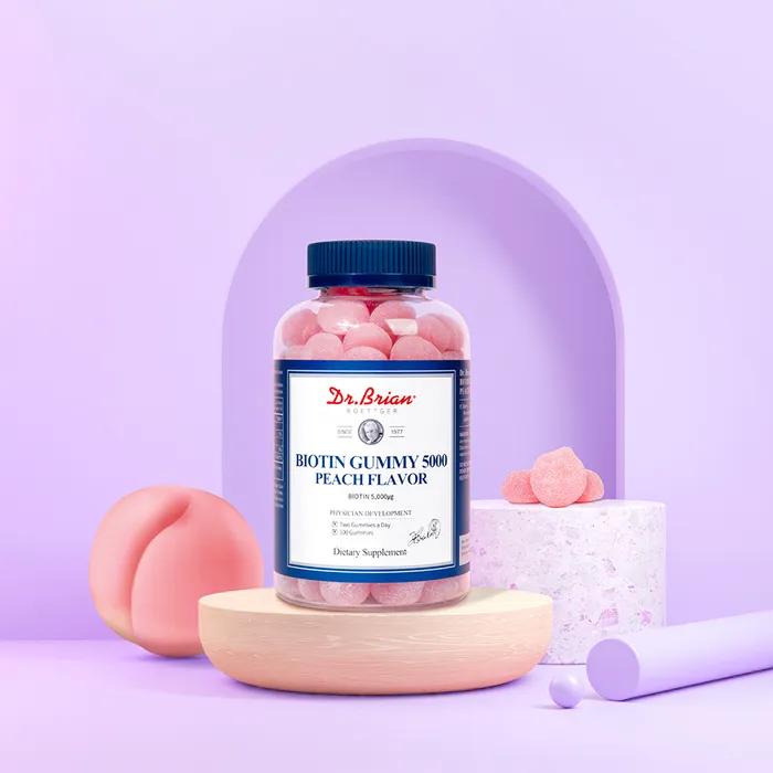 DR. Brian Biotin Gummies 5000 Pfirsichgeschmack (100 Gummibärchen) X 5