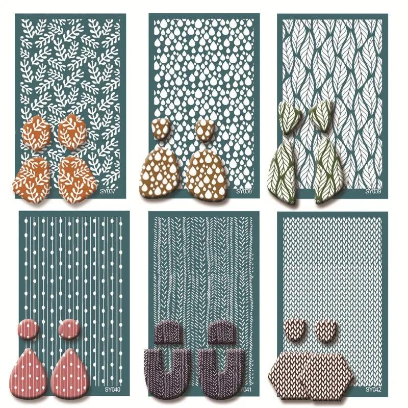 Siebdruckschablonen für Polymer Clay Siebdruck-Set Maschenschablone Dekoration Tonstempel Drucken Schmuck Ohrringe Herstellung