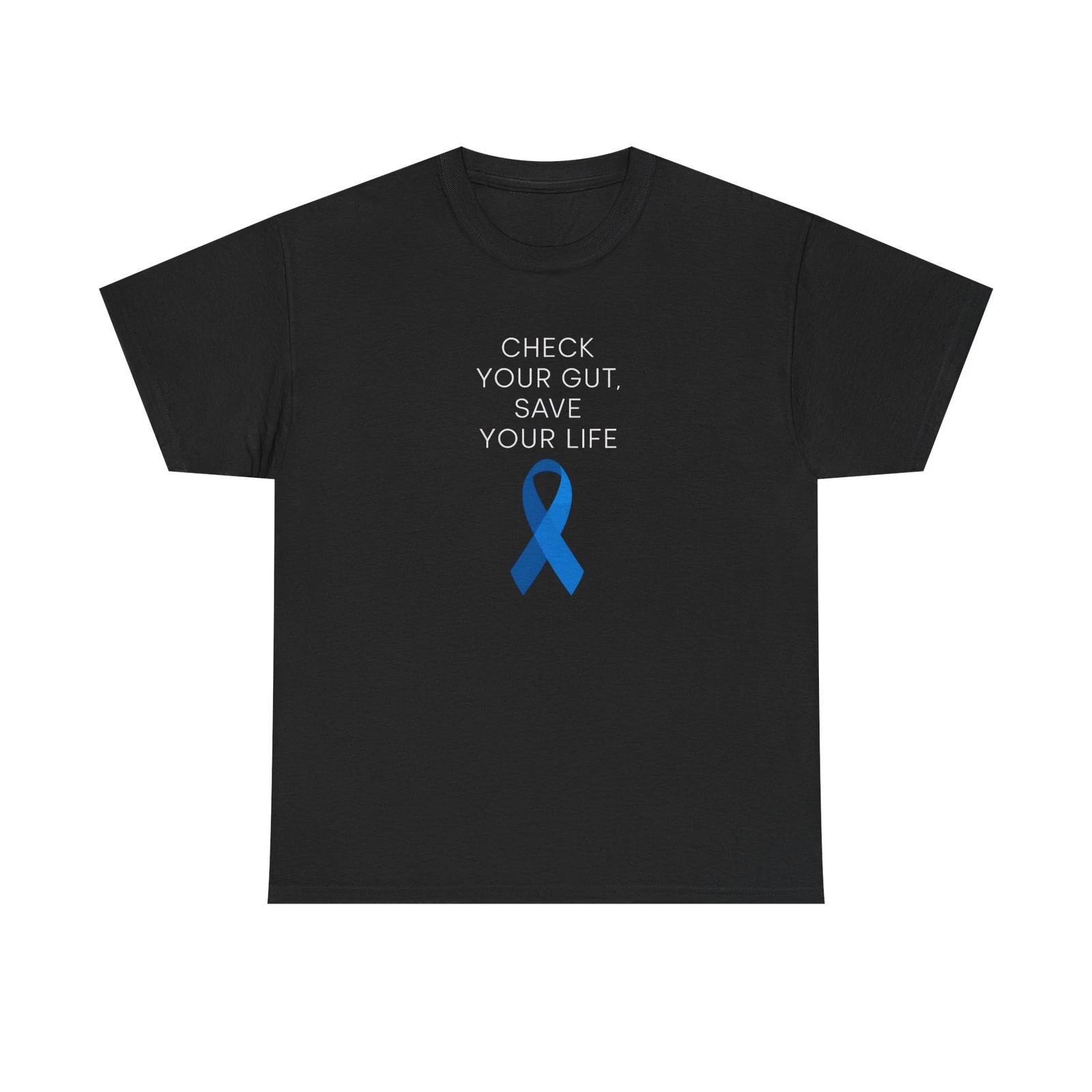 Colon Cancer Awareness Tee, Unisex Shirt with check your gut Colorectal Cancer S