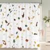 Small Stone Printed Shower Curtain Pebble Spots Pattern Bath Curtain Waterproof Bath Screen With Hooks For Home Bathroom Decor