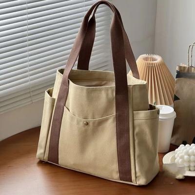 Canvas-Tragetaschen mit großem Fassungsvermögen für die Arbeit, Pendeln, Tragetasche, College-Stil, Studenten-Outfit, Buch-Umhängetasche