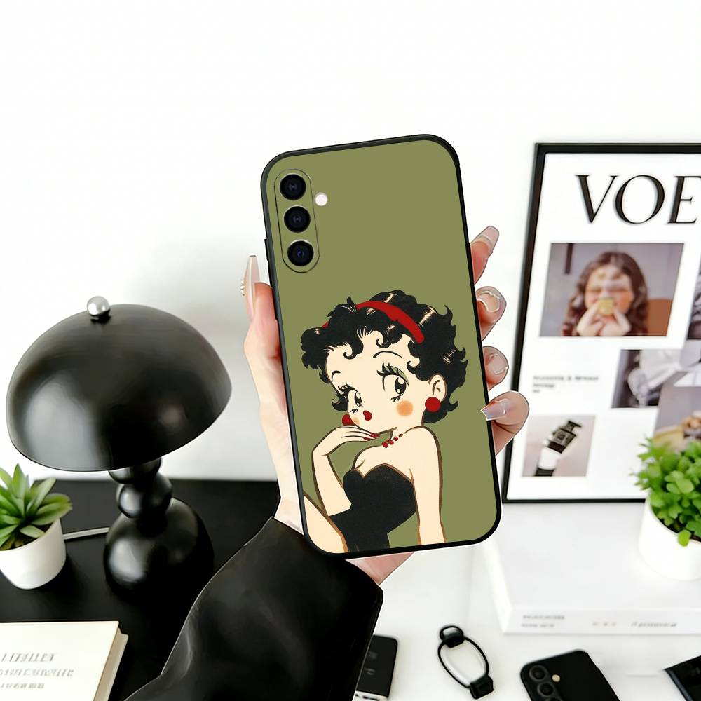 Be-Tty Boo-P Phone Case Black Silicone Soft For Samsung Galaxy A73,A72,A71,A70,A53,A52,A51