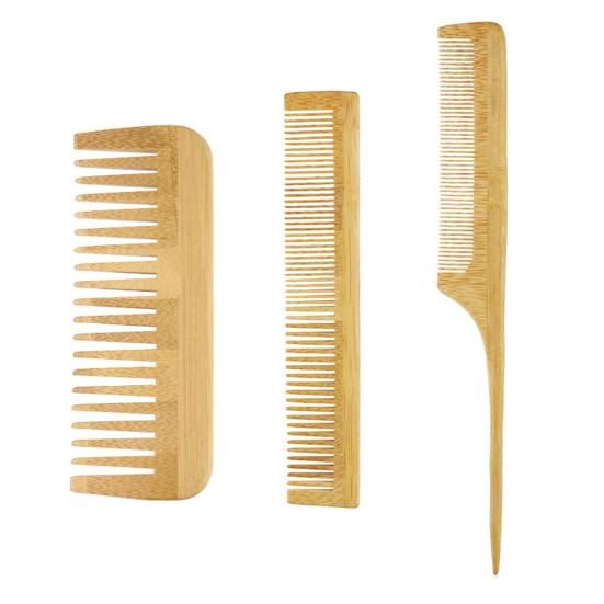 Comfortable Grip Hair Comb No Odor Bamboo Narrow-Tooth Scalp Comb for Bathroom