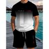 Ensemble Deux Pièces Homme Casual Été 2025 T-shirt Manches Courtes Imprimé Rayures Ensemble Short de Sport Ensemble Fitness