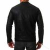 New men's leather jacket PU leather stand-up neck zipper cardigan jacket locomotive leather jacket