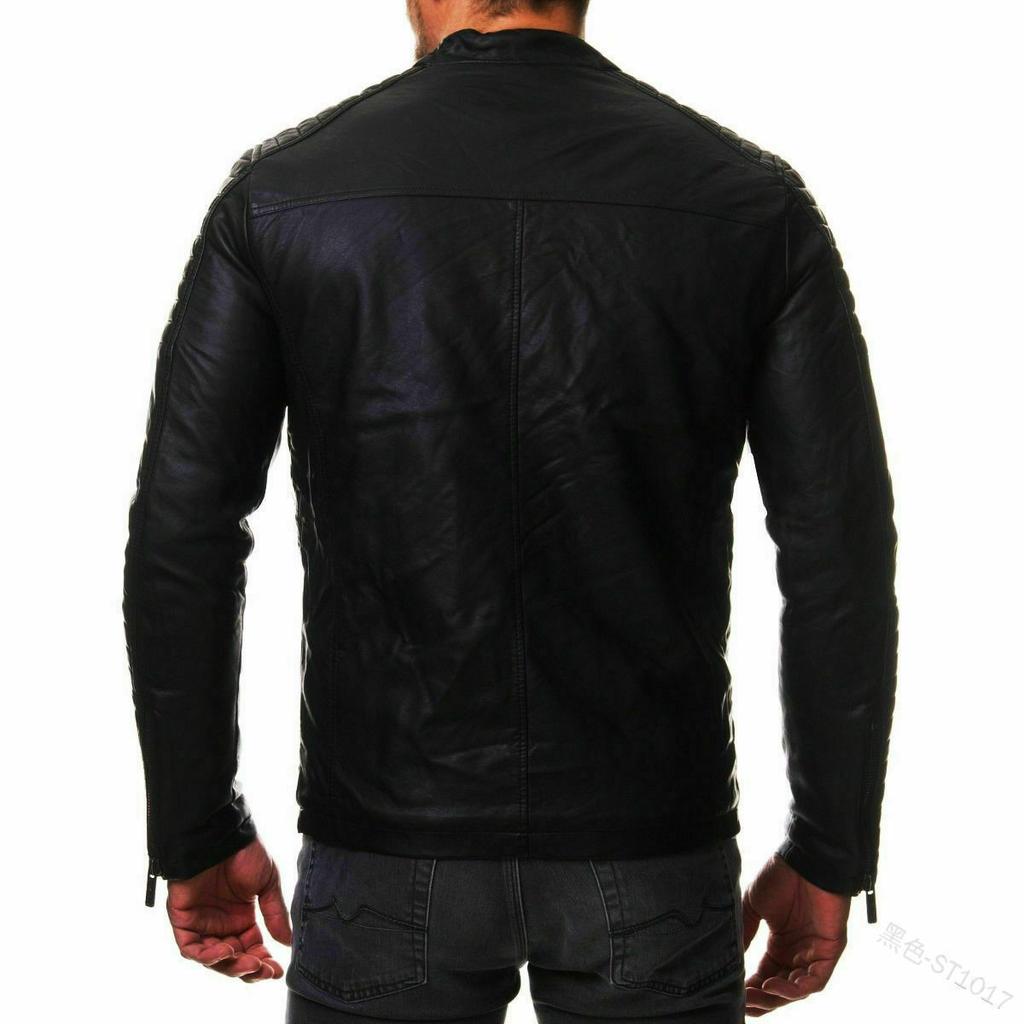 New men's leather jacket PU leather stand-up neck zipper cardigan jacket locomotive leather jacket