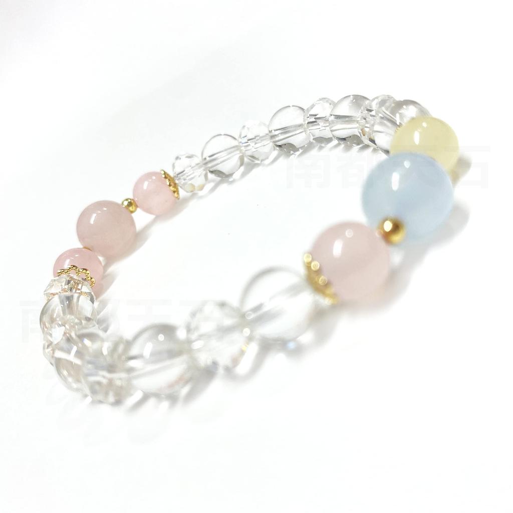 2 Arten natürlicher Steine zur Auswahl Kraftstein Schnitt Geld Arbeit Liebe Verbesserung Rosenquarz Rosa [Nanto Tenseki] von, Armband, Kristall, 64-seitig