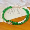 Vintage High-Quality Natural Freshwater Pearl Emperor Green Chalcedony Sweater Chain, A Variety Of Wearing Necklaces