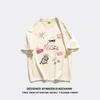 Women's Loose-Fit Cartoon Print Pure Cotton T-Shirt, Chic Hong Kong Style, Trendy American Brand, Plus Size Available