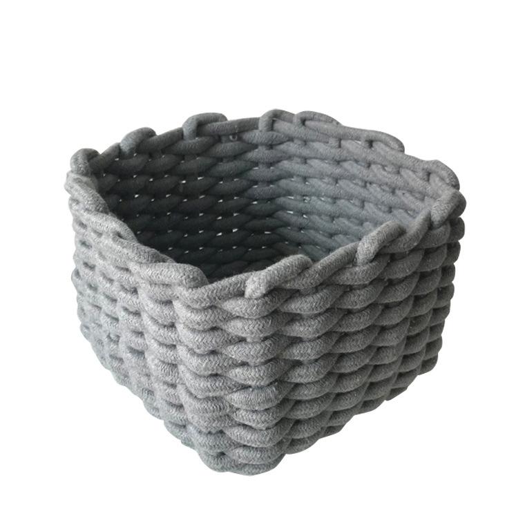 Nordic Cotton Line Ručně tkaný úložný košík z hrubého lana Jednoduchý stolní organizér Box na dětské hračky, svačiny, klíčenky, kosmetické drobnosti