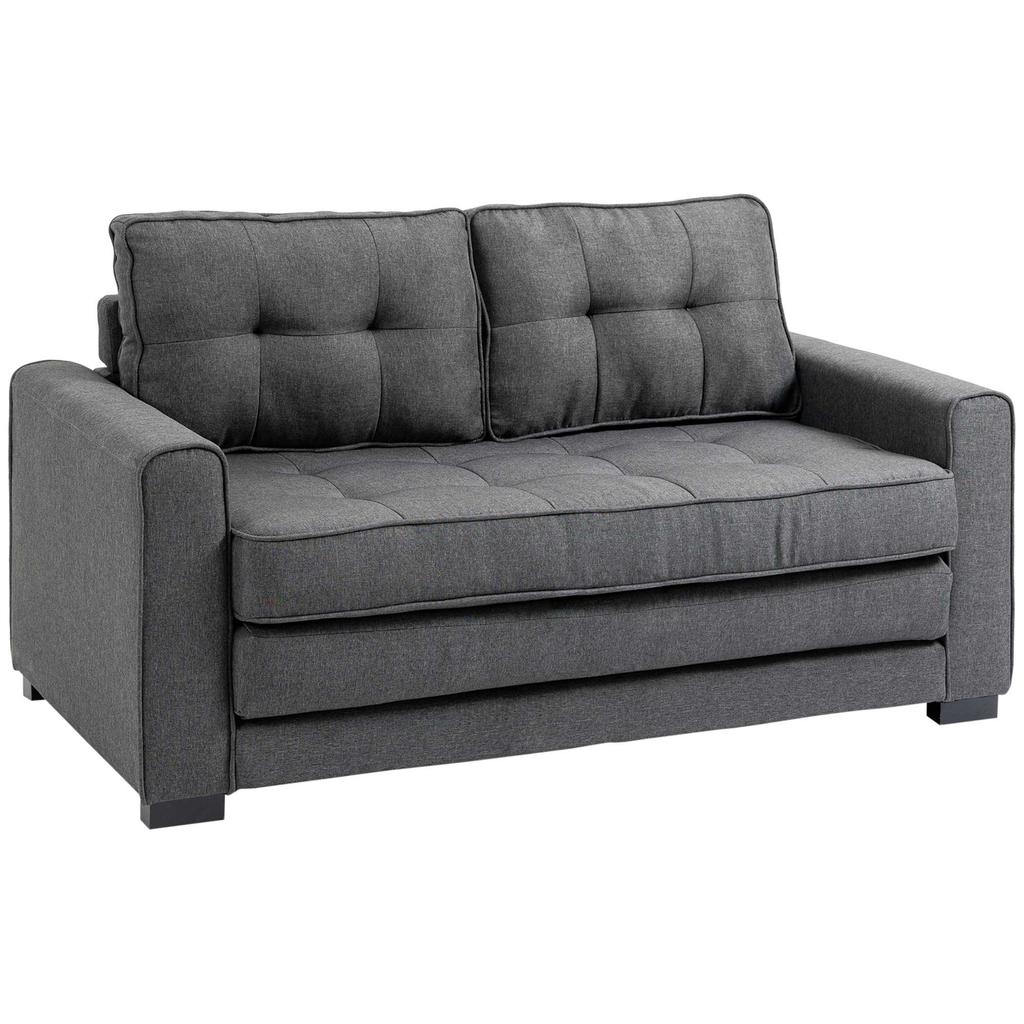 Sleeper Sofa Folding Sofa 2-Seater Fabric Sofa Sofa Bed Sofa with Sleep Function Sofa Set Linen-Touch Rubberwood Gray 147.5 x 75 x 85 cm