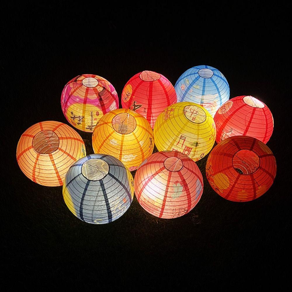 Luminous Chinese Mid Autumn Lantern Traditional Round Paper Lantern  New Year