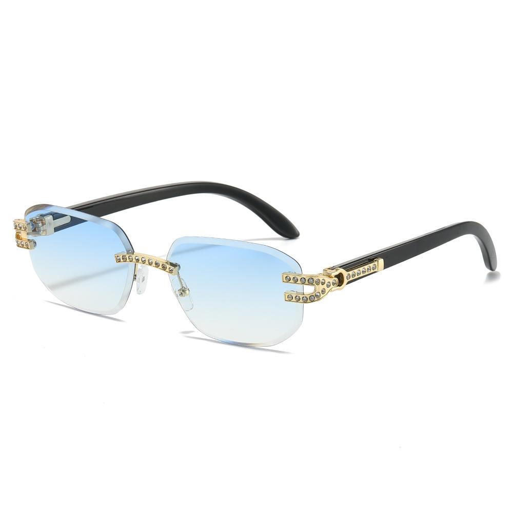 New Luxury Frameless Gradient Square Frame Women Sunglasses  Brand Personality Diamond Frame Design Casual Men Glasses Uv400