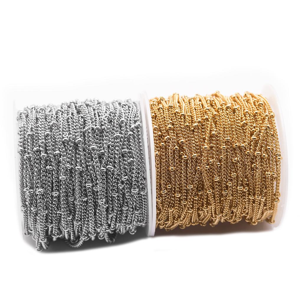 10 Yards/Rolle 2/3mm Edelstahlketten Perlenkette Kette Großhandelsketten Für Schmuckherstellung DIY Halskette Armband Zubehör