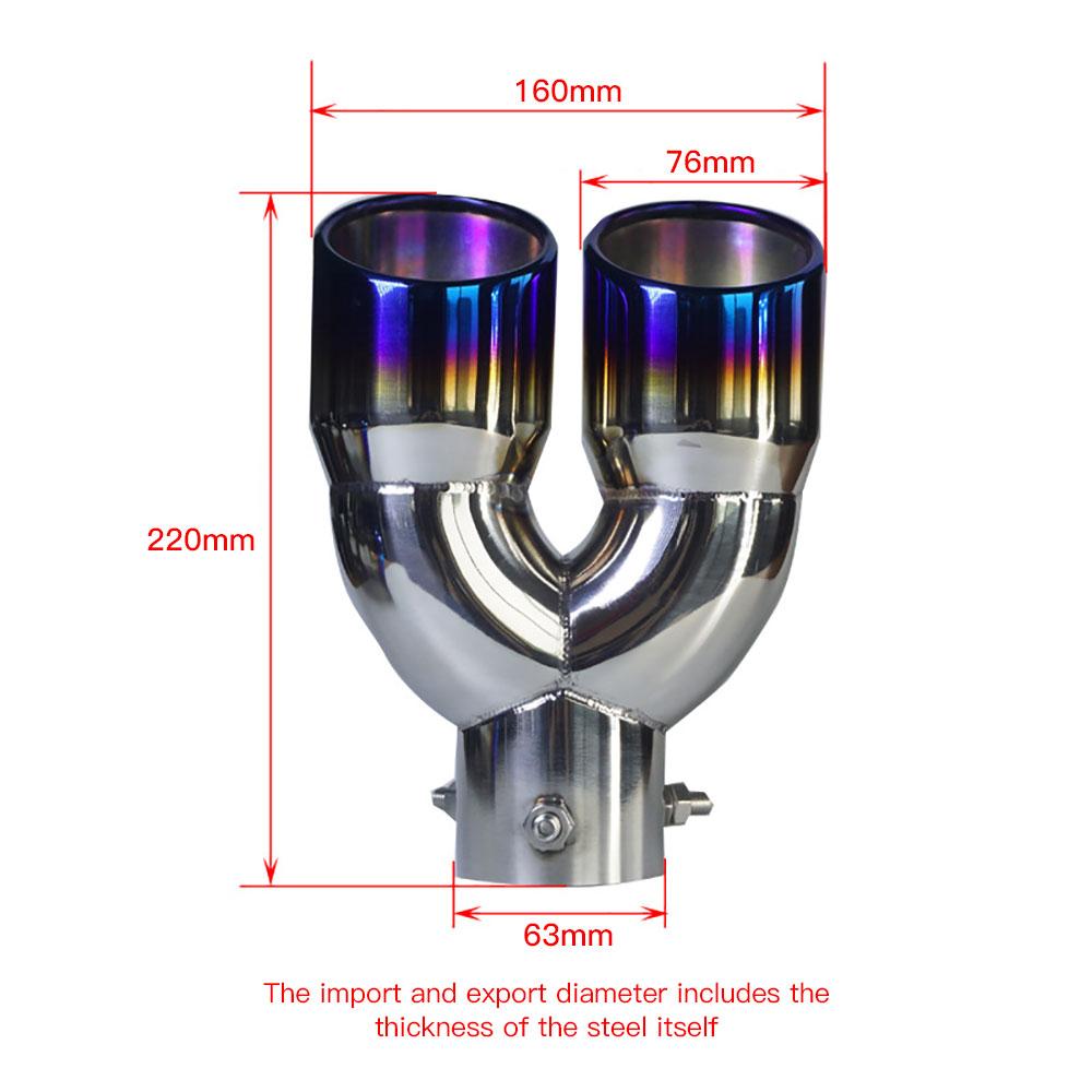 Universal Car Inlet Double-Barrel Rear Exhaust Tip Tail Pipe Muffler Outlet Stainless Steel Trim Muffler Pipe Tail