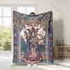1PC Stained glass art of saint Faith-printed Flannel Blanket Soft and Warm Suitable for Home Travel Picnics Camping and RV Use