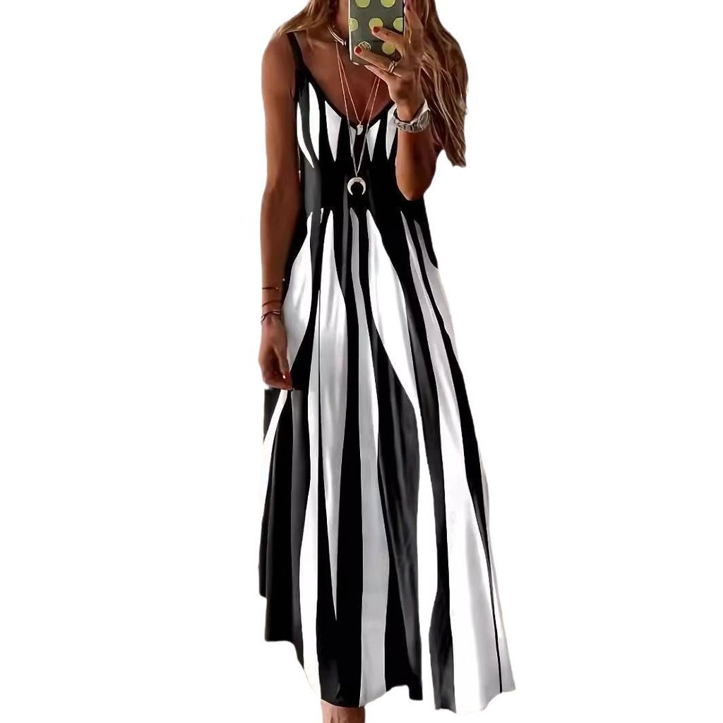 Summer Breeze Printed Vneck Sleeveless Maxi Dress For Casual Women