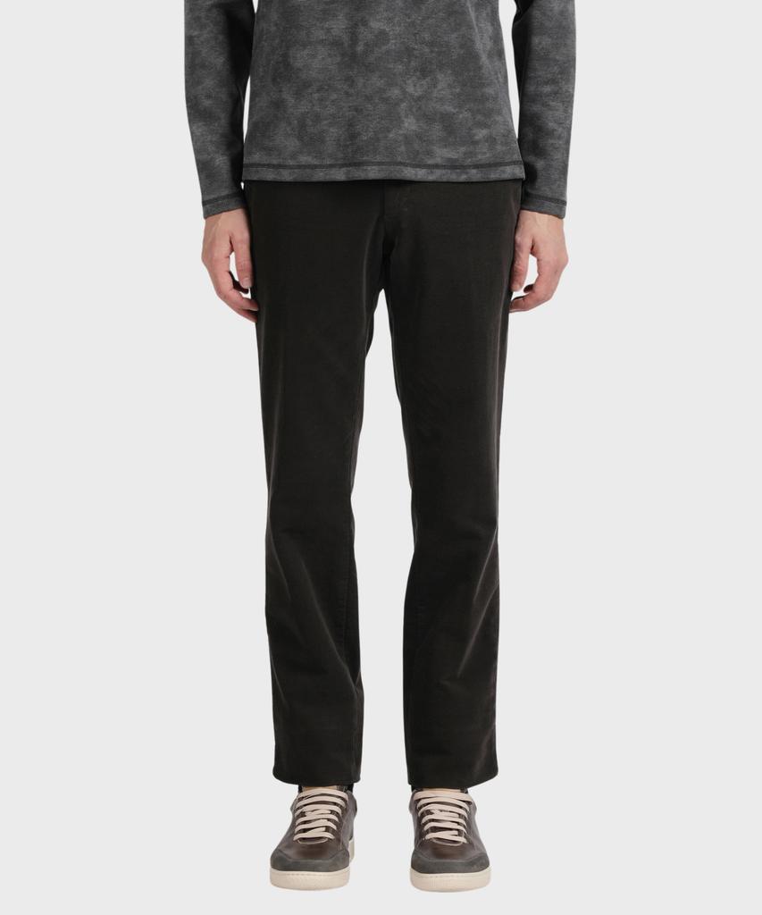 PANICALE Dark Brown Regular Slim Fit Textured Cotton Pants