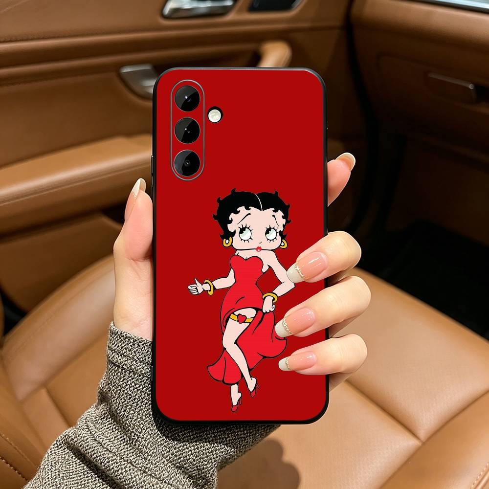 B-Betty Cute B-Boop Phone Case For Samsung Galaxy A73,A71 A72,A70,A53,A52,A51,Soft Silicone Black Cover Samsung a40