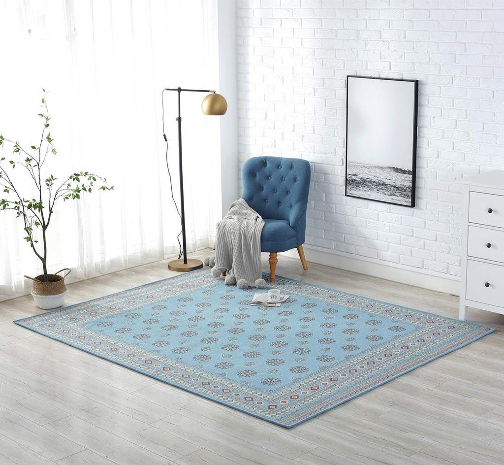 INSIMAN Washable Nordic Style Rug 200 x Stylish Gabbeh Gobelin Suitable for All Compatible with Underfloor and Easy to Clean Modern Blue - 250cm,