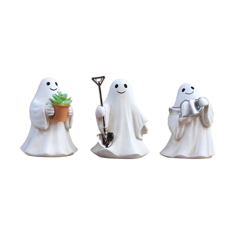 3pcs Cute Design Ghost Ornaments Resin Material Resin Gardening Statue  Home Decor