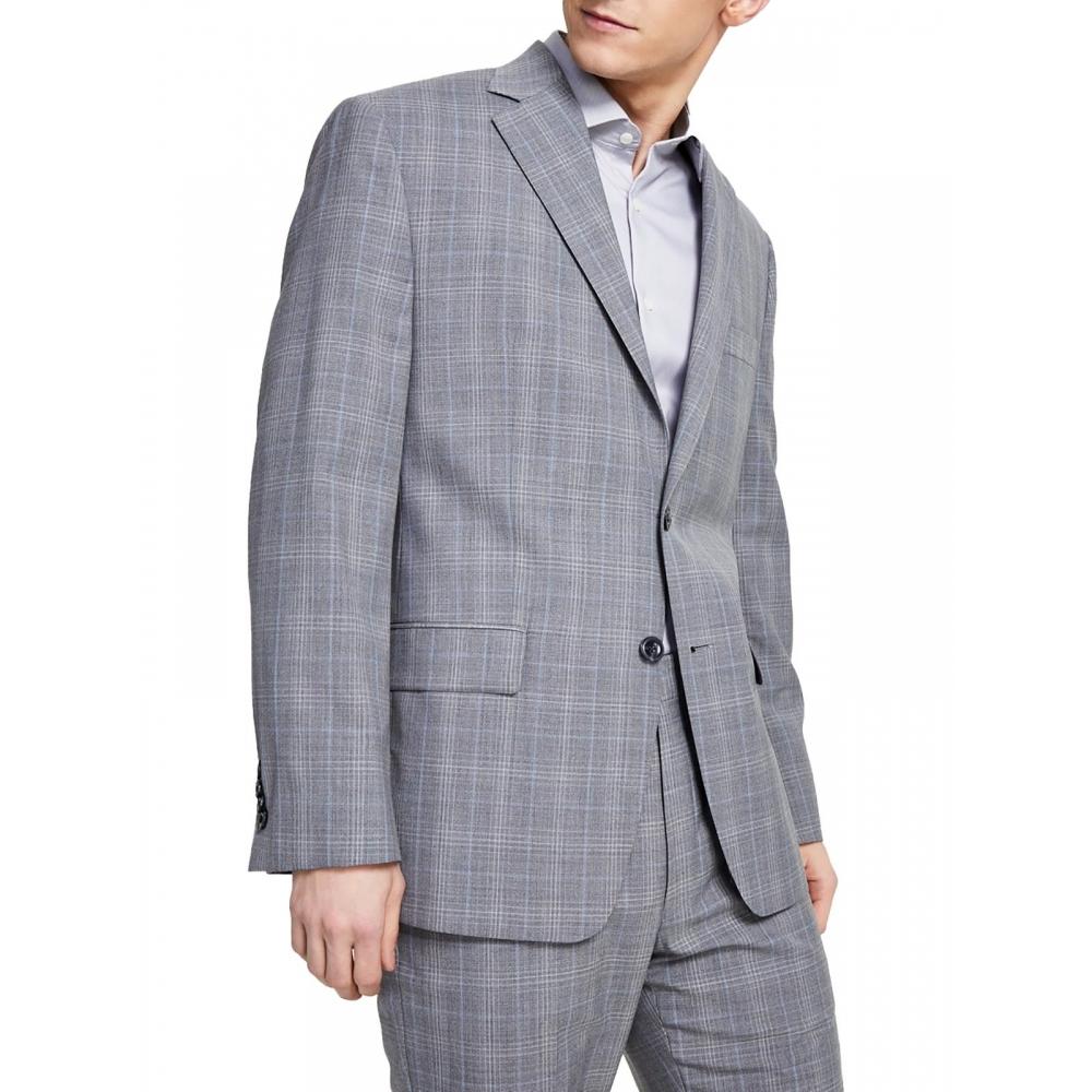 

Kris Mens Wool Blend Wool Suit Jacket Light Grey Blue US 44 Short