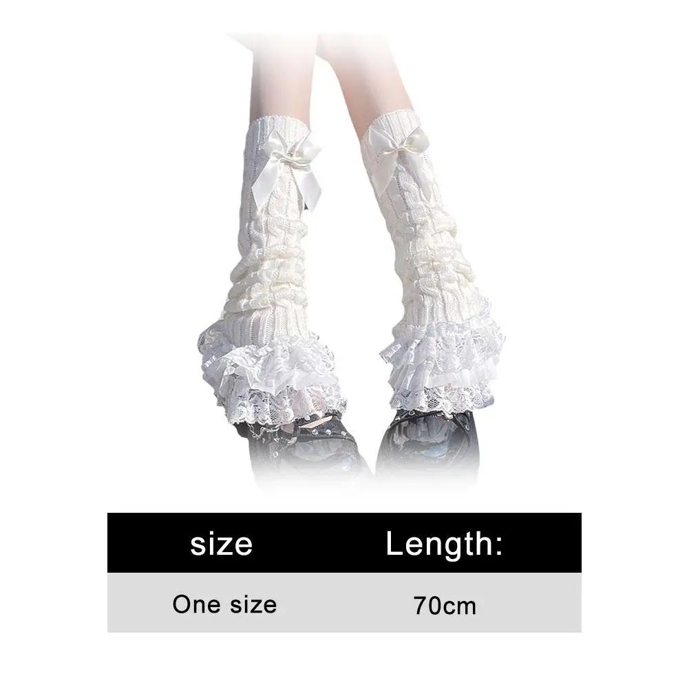 Lolita Socks Black Ruffled Socks Leg Warmers White Knitted Leg Warmers For Festival Outfit Casual Wear Cosplay