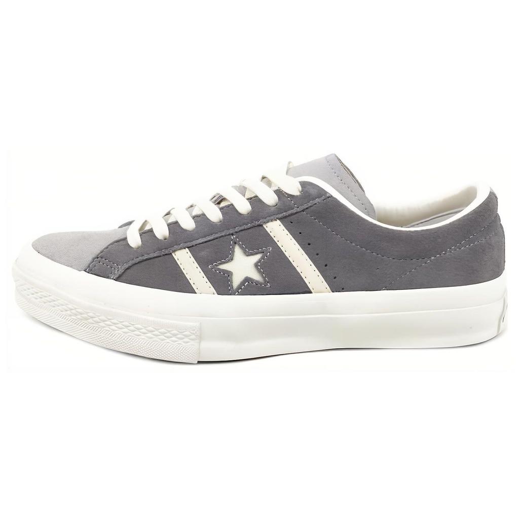 Converse Star And Bars Suede Slip Resistant Durable Lightweight Low Top Skate Shoes Unisex Sneakers Gray 1CL657