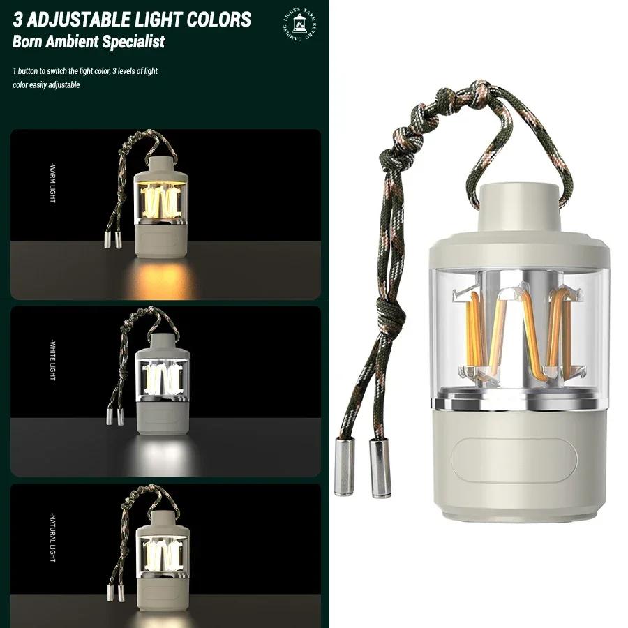 Portable COB Camping Lights Strong LED 5 Modes Lantern Flashlight Rechargeable Outdoor Emergency Fishing Tents Tungsten Lamp