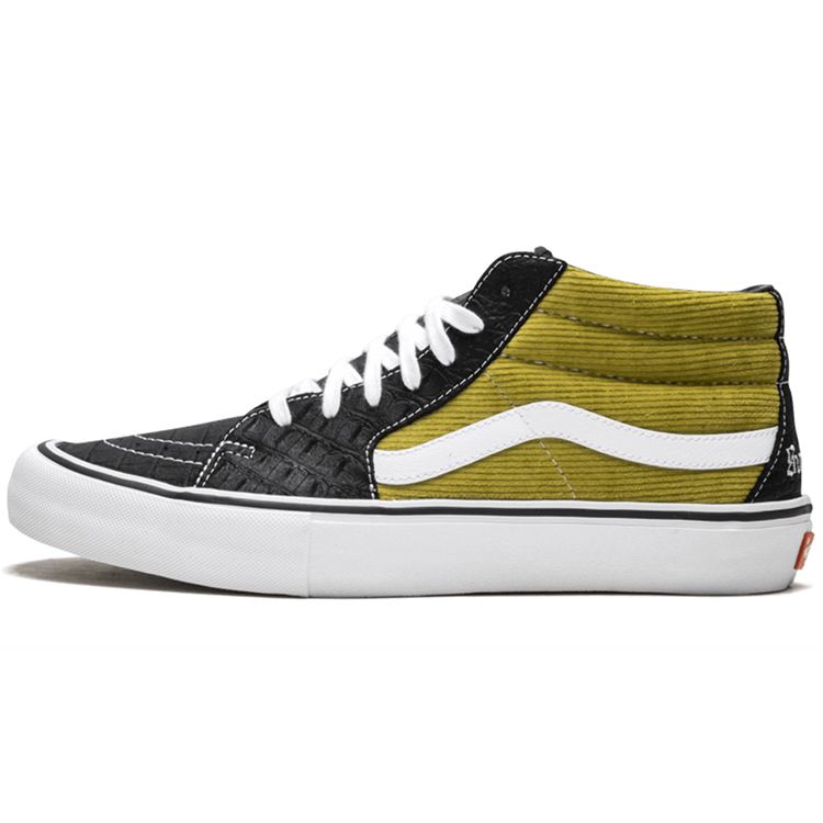 

Вельветовые кроссовки унисекс Vans Supreme x Sk8 Mid Pro желто-черные VN0A347UPUH