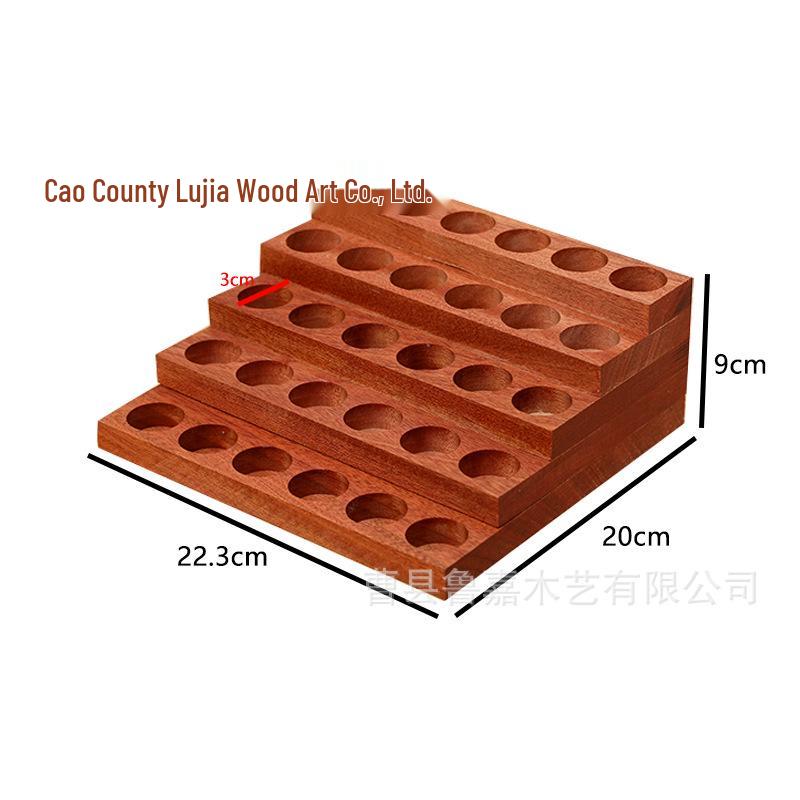 Wooden Multi-layer Essential Oil Display Rack with Multiple Slots