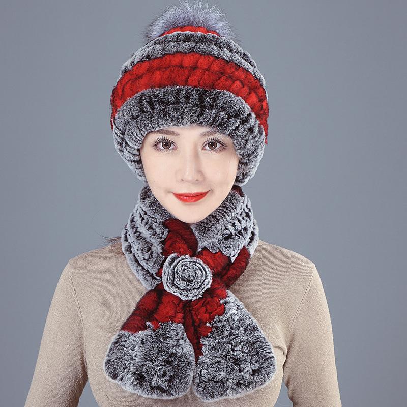 Old Man In Fur Rex Rabbit Hair Hat Ladies Autumn and Winter Mom Old Woman Warm Fox Hair Grandma Top Hat