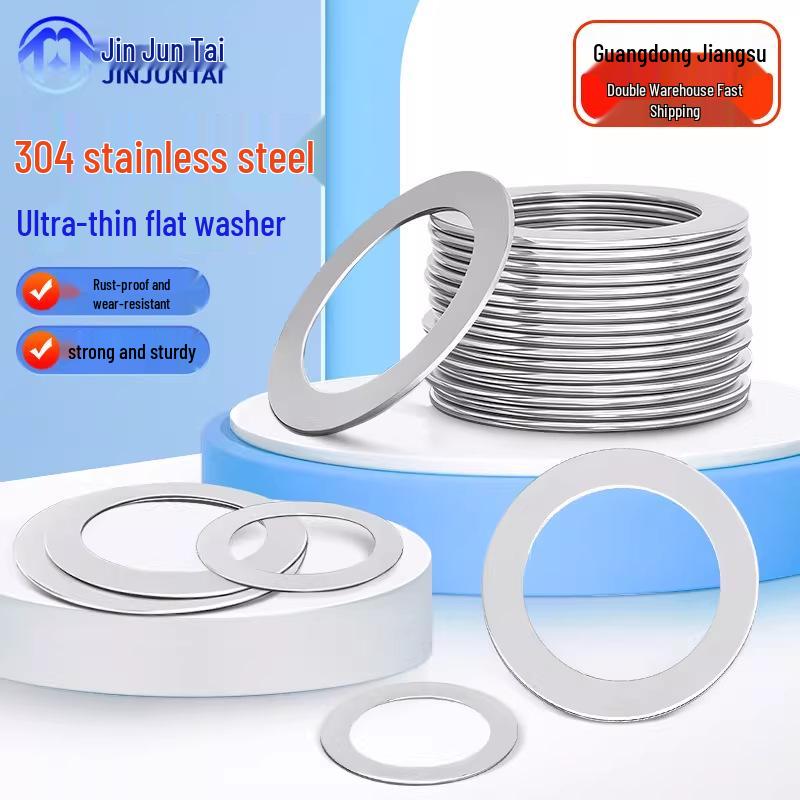 304 Stainless Steel Ultra-Thin Flat Washer, Thickness: 0.1/0.2/0.3/0.4/0.5 Mm, Sizes M1-M8