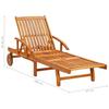 Sun Lounger with Table and Cushion Solid Acacia Wood