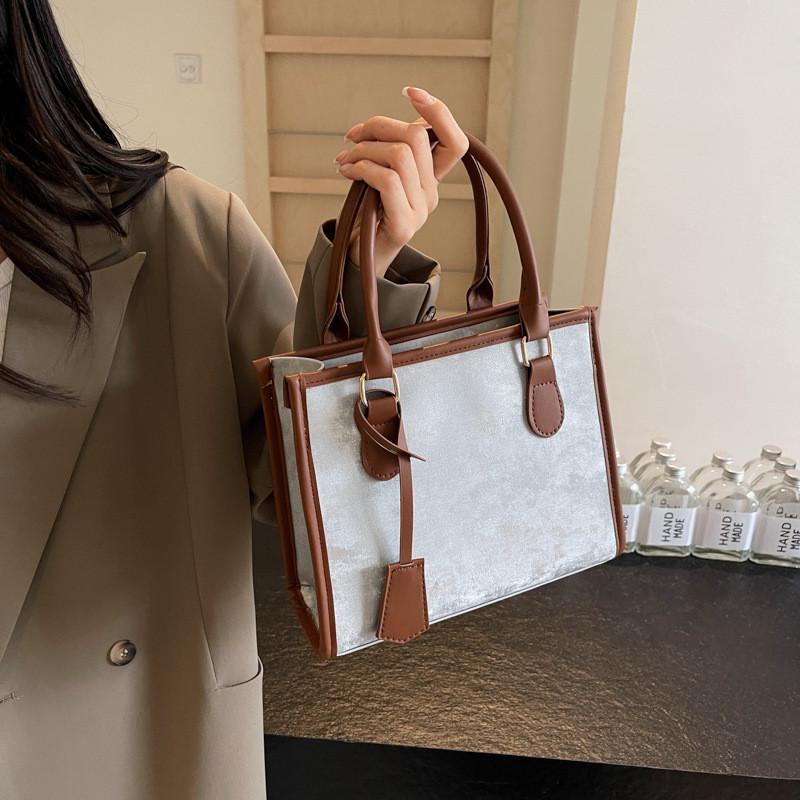 Trendy Korean Style Tote Bag For Women Stylish Casual Color Block Crossbody Bag 2024