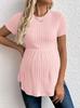 2026 European & American Striped Maternity T-Shirt: Short Sleeve, Round Neck Summer Top